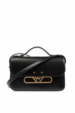 Emporio Armani CZARNY Skórzana torba do ręki