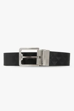 Emporio Armani CZARNY Skórzany pasek