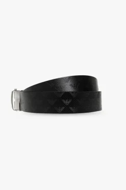 Emporio Armani CZARNY Skórzany pasek
