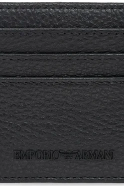 Emporio Armani CZARNY Skórzane etui na karty