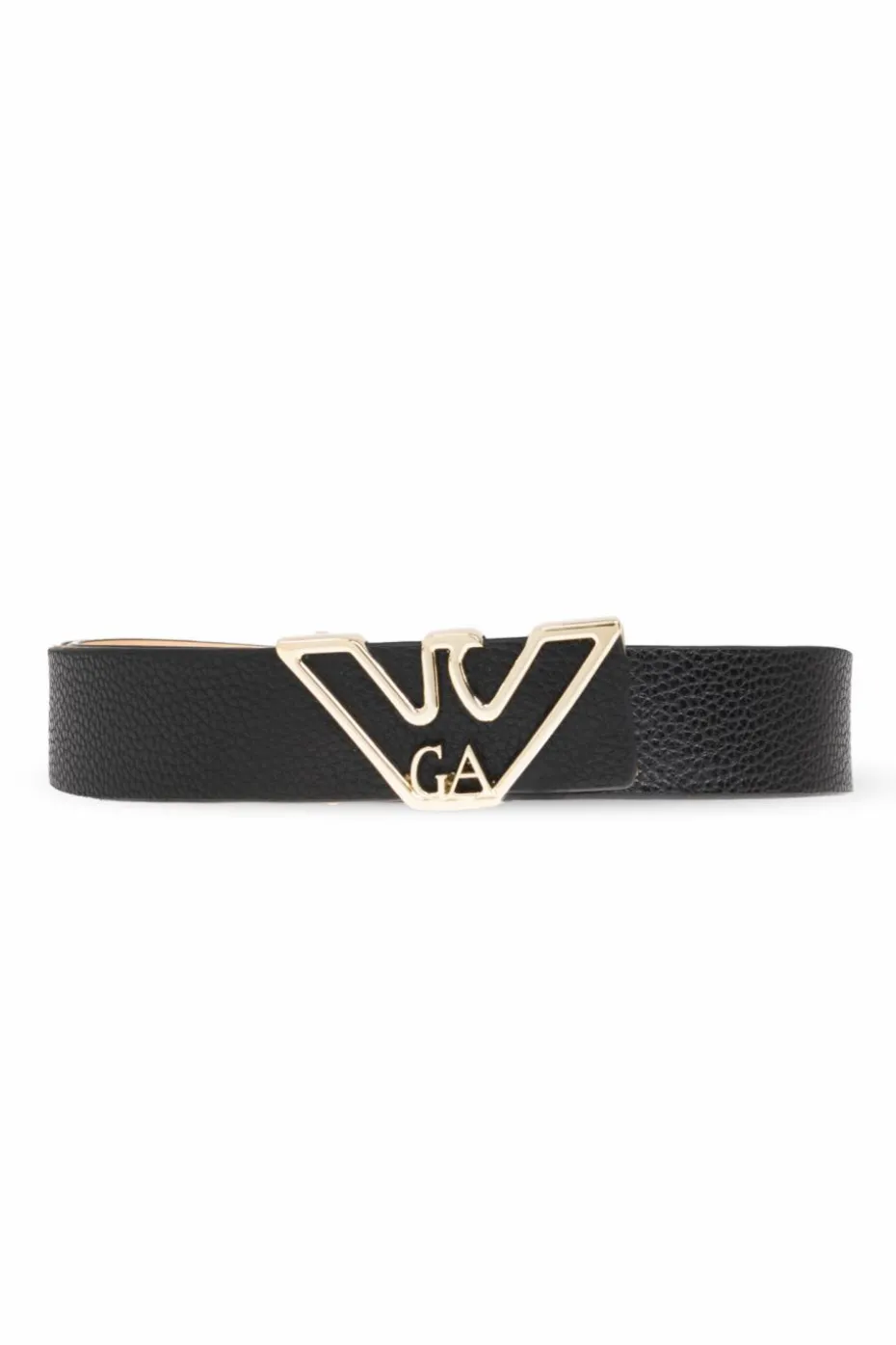 Emporio Armani CZARNY Skórzany pasek