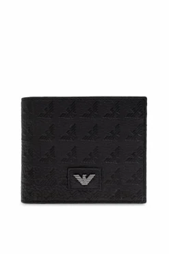 Emporio Armani CZARNY Skórzany portfel