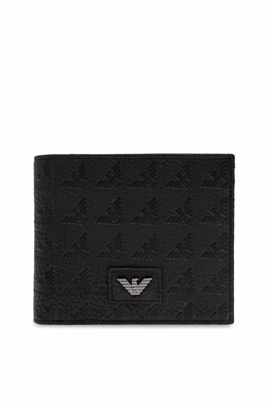 Emporio Armani CZARNY Skórzany portfel