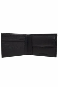 Emporio Armani CZARNY Skórzany portfel z logo