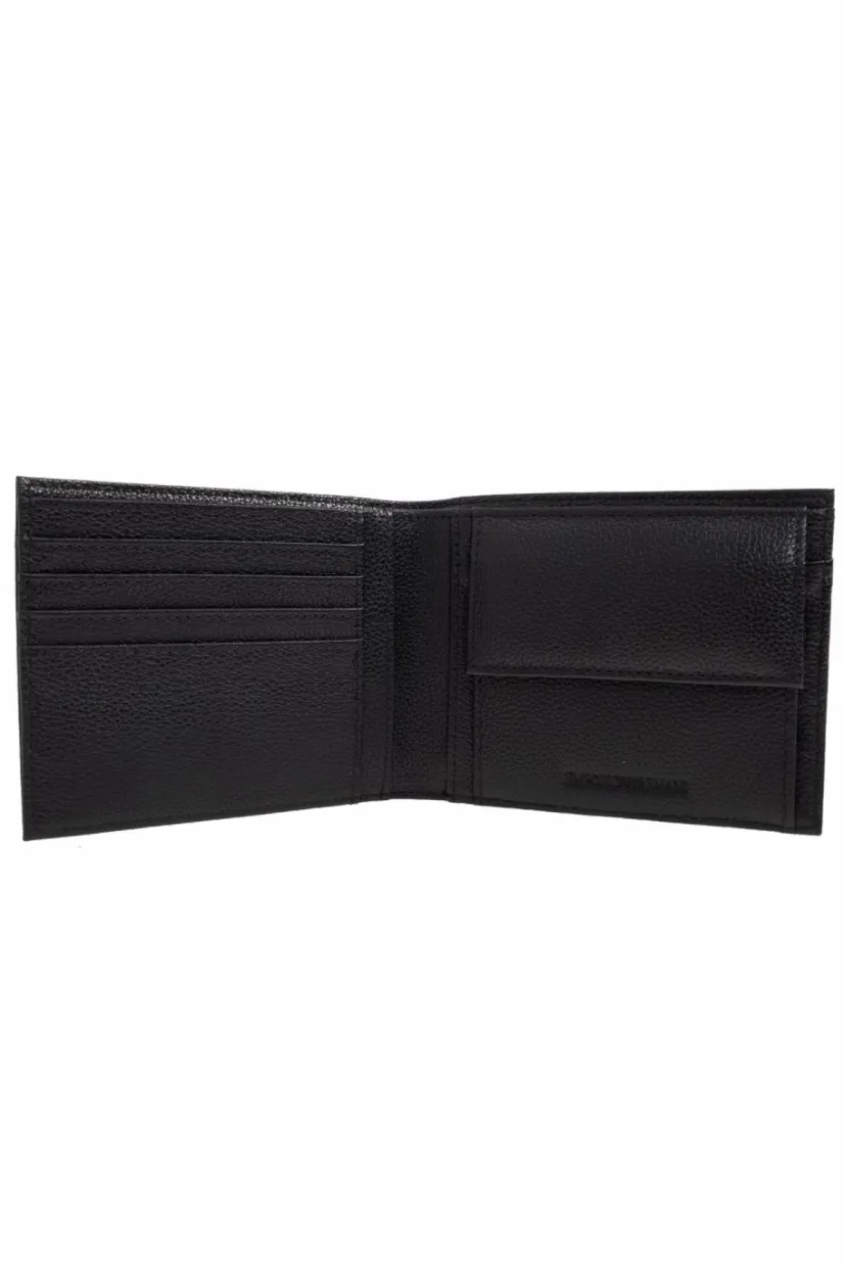 Emporio Armani CZARNY Skórzany portfel z logo