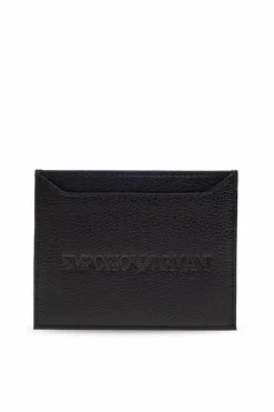 Emporio Armani CZARNY Skórzane etui na karty