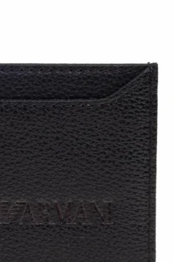 Emporio Armani CZARNY Skórzane etui na karty