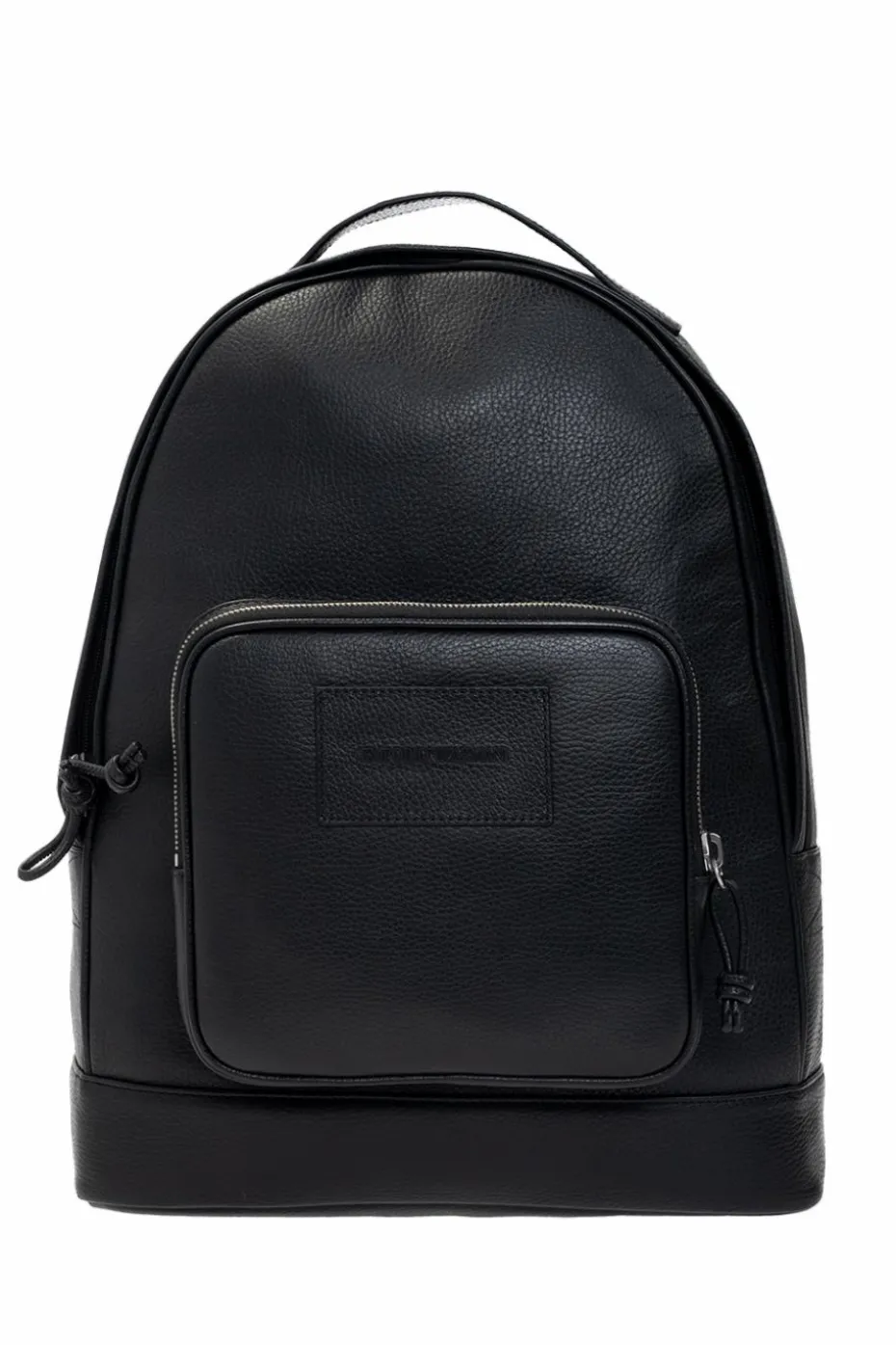 Emporio Armani CZARNY Skórzany plecak z logo