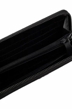 Emporio Armani CZARNY Skórzany portfel z monogramem