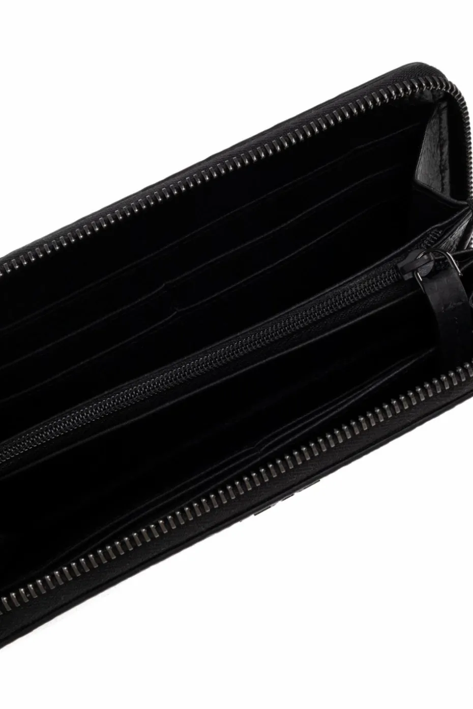 Emporio Armani CZARNY Skórzany portfel z monogramem