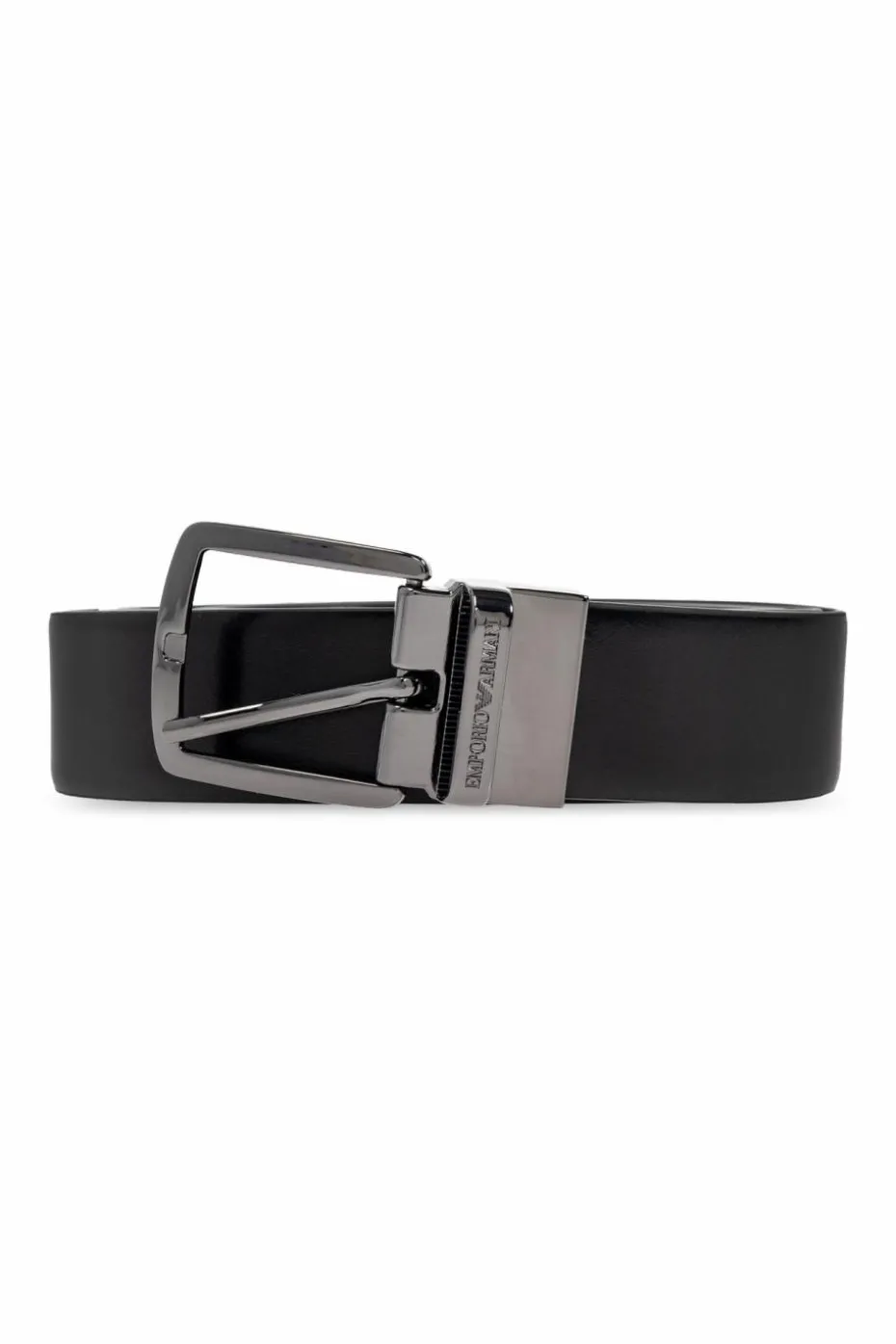 Emporio Armani CZARNY Skórzany pasek