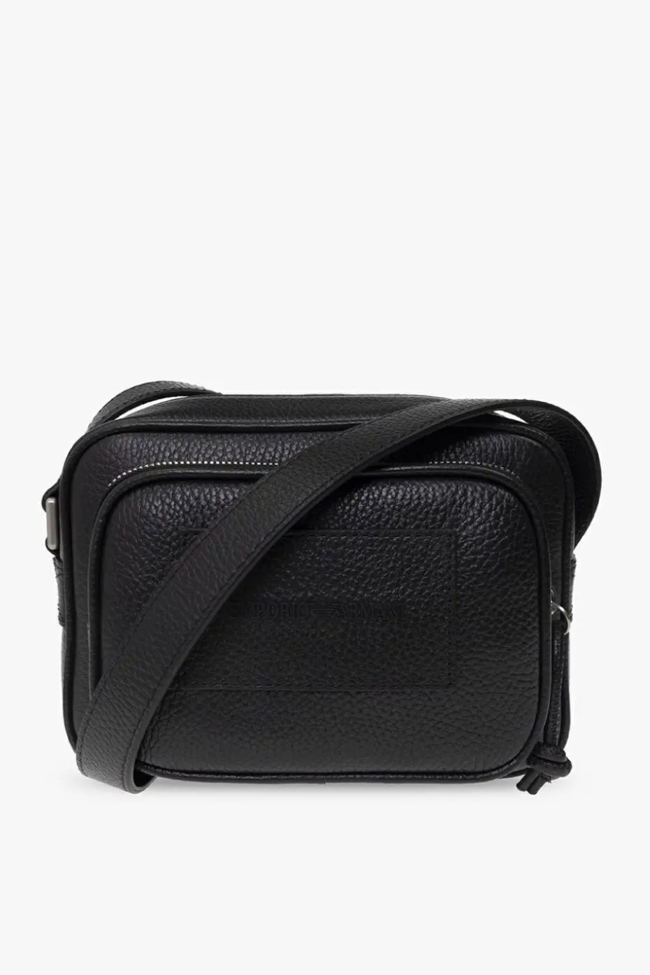 Emporio Armani CZARNY Skórzana torba na ramię