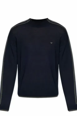 Emporio Armani CZARNY Sweter z wyszytym logo