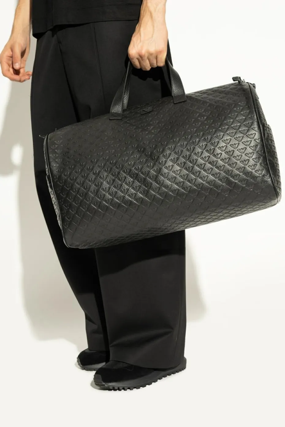 Emporio Armani CZARNY Torba podręczna z monogramem