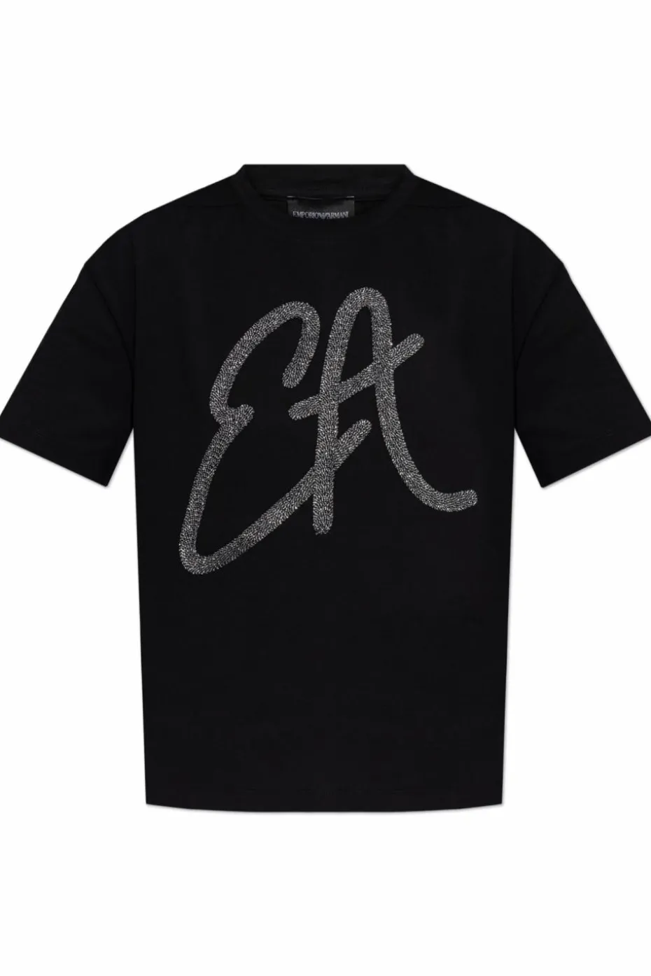 Emporio Armani CZARNY T-shirt z kolekcji `Sustainability`