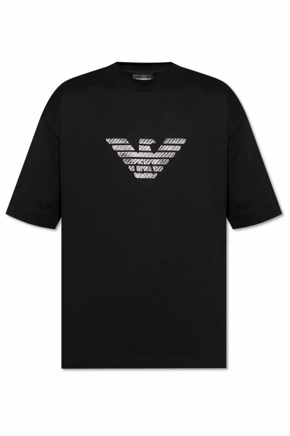 Emporio Armani CZARNY T-shirt z kolekcji `Sustainability`