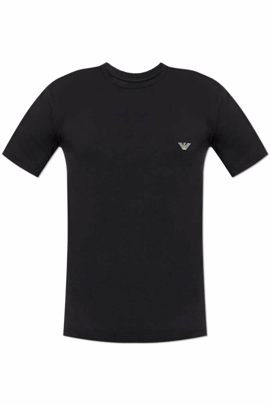 Emporio Armani CZARNY T-shirt bieliźniany z wyszytym logo