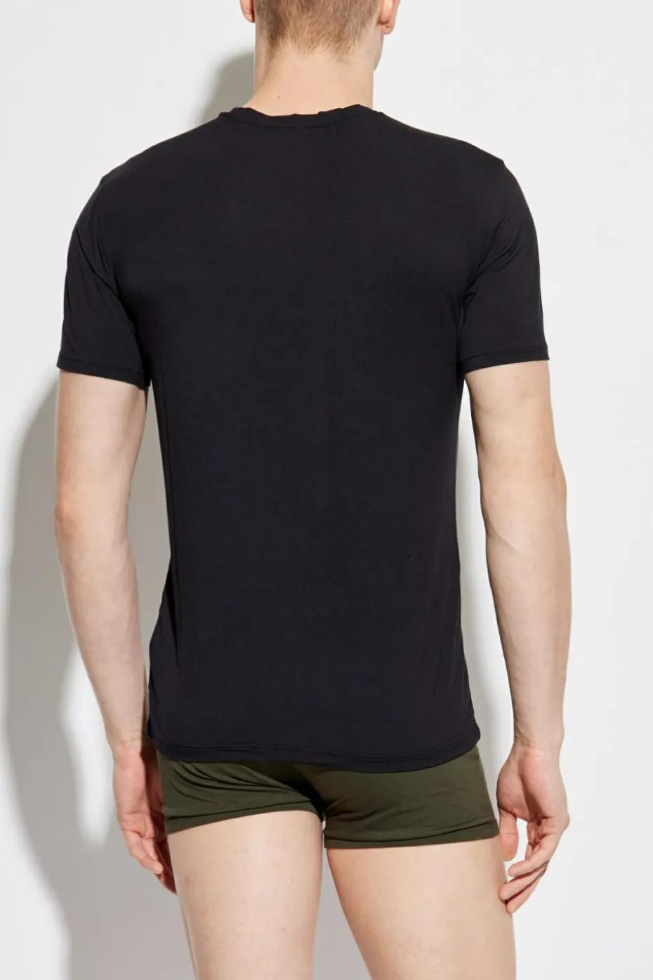 Emporio Armani CZARNY T-shirt bieliźniany z wyszytym logo