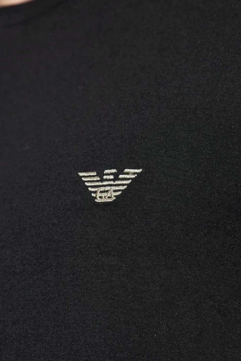 Emporio Armani CZARNY T-shirt bieliźniany z wyszytym logo