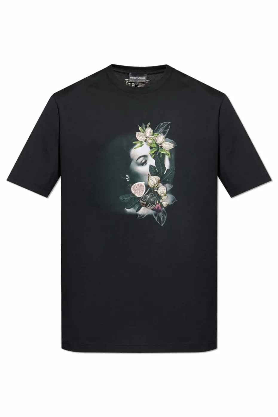 Emporio Armani CZARNY T-shirt z kolekcji `Sustainability`