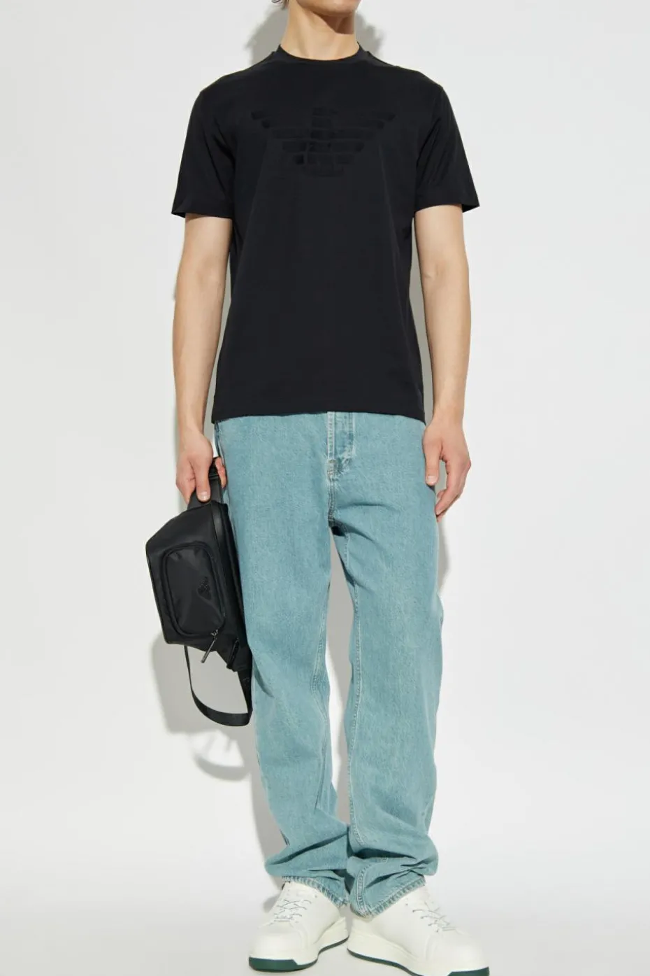Emporio Armani CZARNY T-shirt z logo