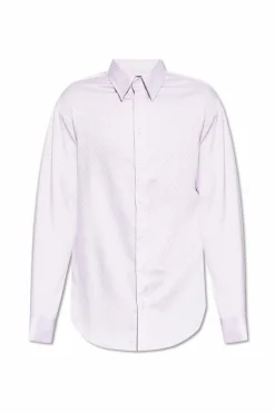 Emporio Armani FIOLETOWY Bawełniana koszula
