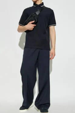 Emporio Armani GRANATOWY Polo z logo