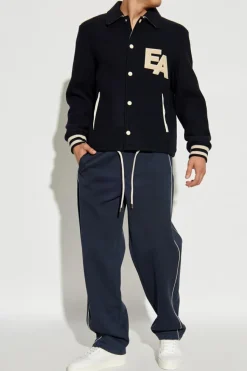 Emporio Armani GRANATOWY Spodnie dresowe