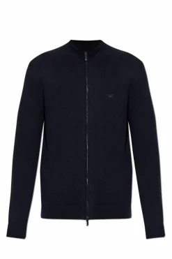 Emporio Armani GRANATOWY Kaszmirowy kardigan