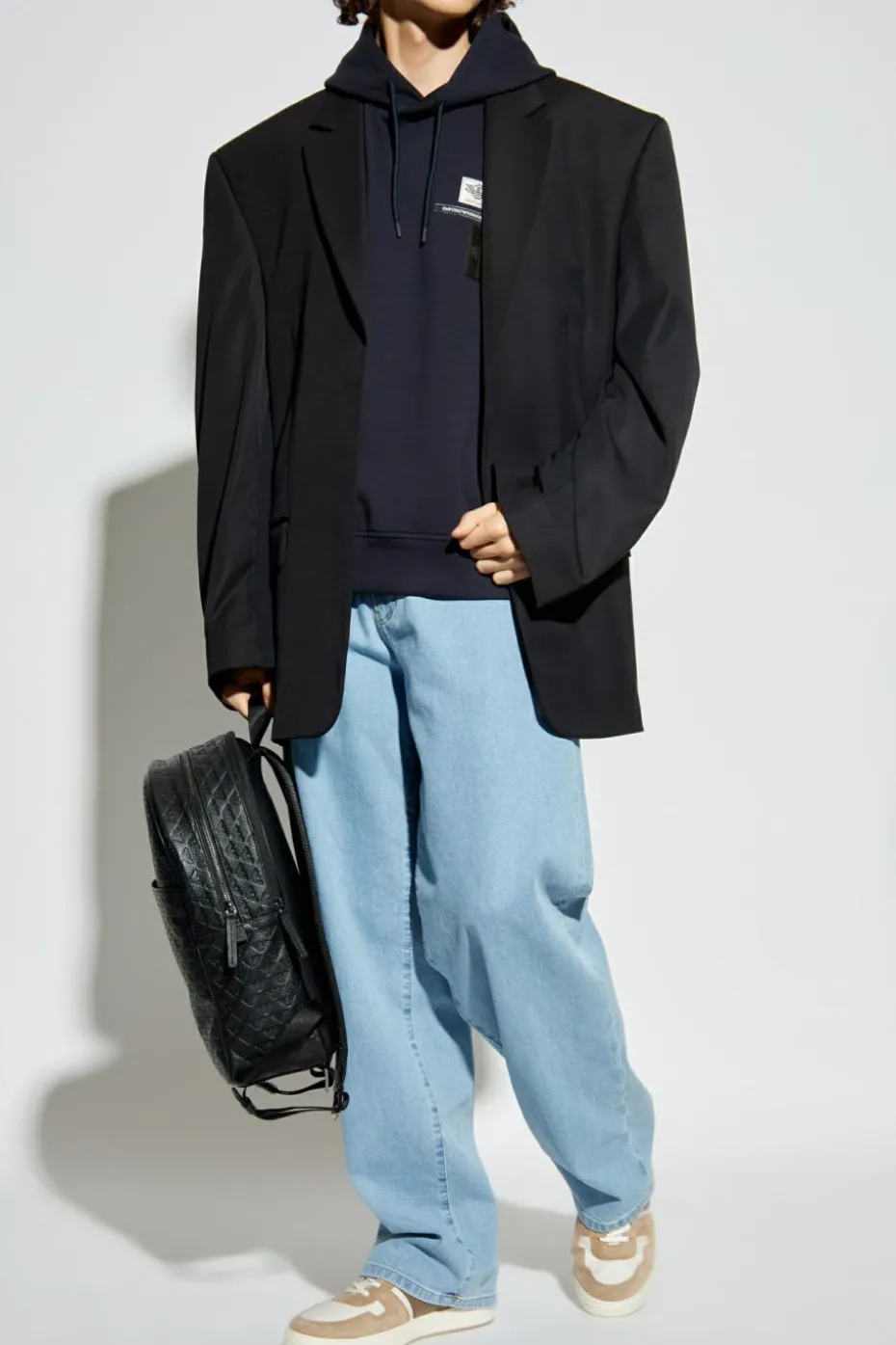 Emporio Armani GRANATOWY Bluza z kolekcji `Sustainability`