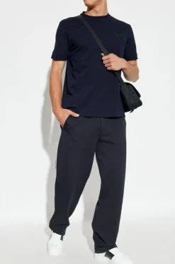 Emporio Armani GRANATOWY T-shirt z kolekcji `Sustainability`