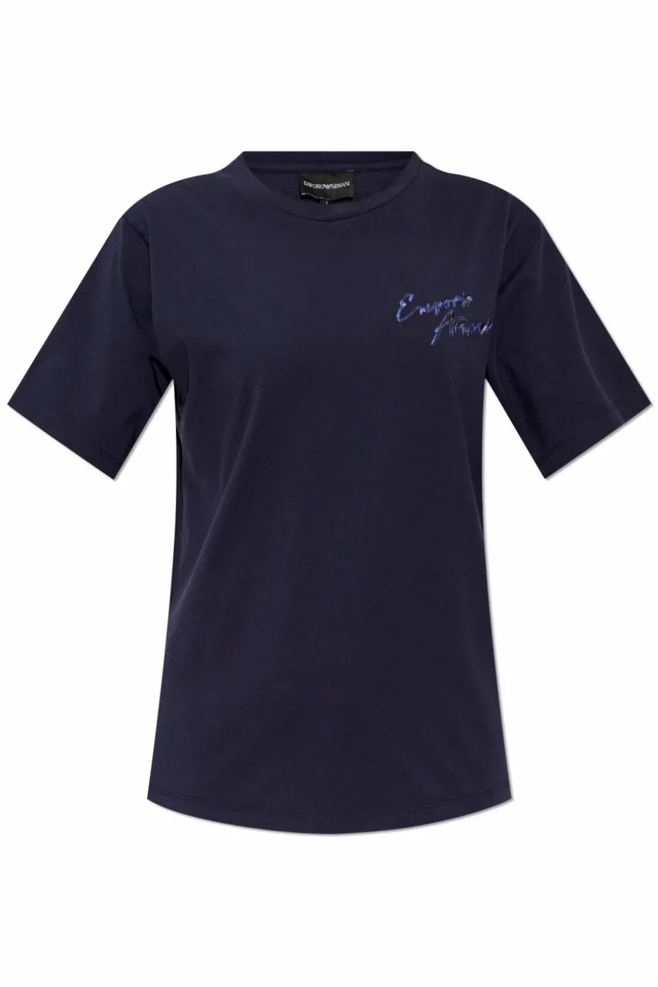 Emporio Armani GRANATOWY T-shirt z logo