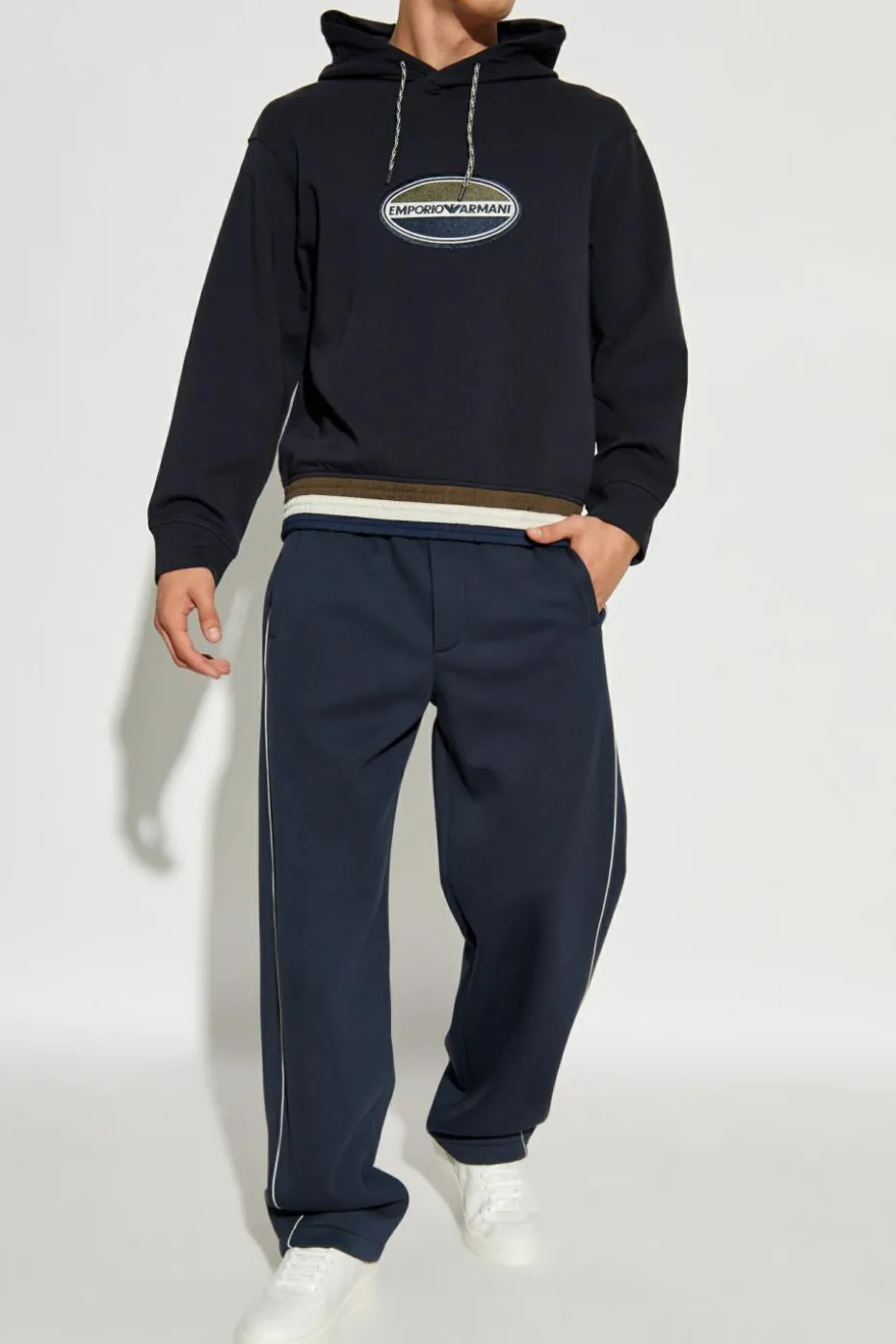 Emporio Armani GRANATOWY Bluza z kolekcji `Sustainability`