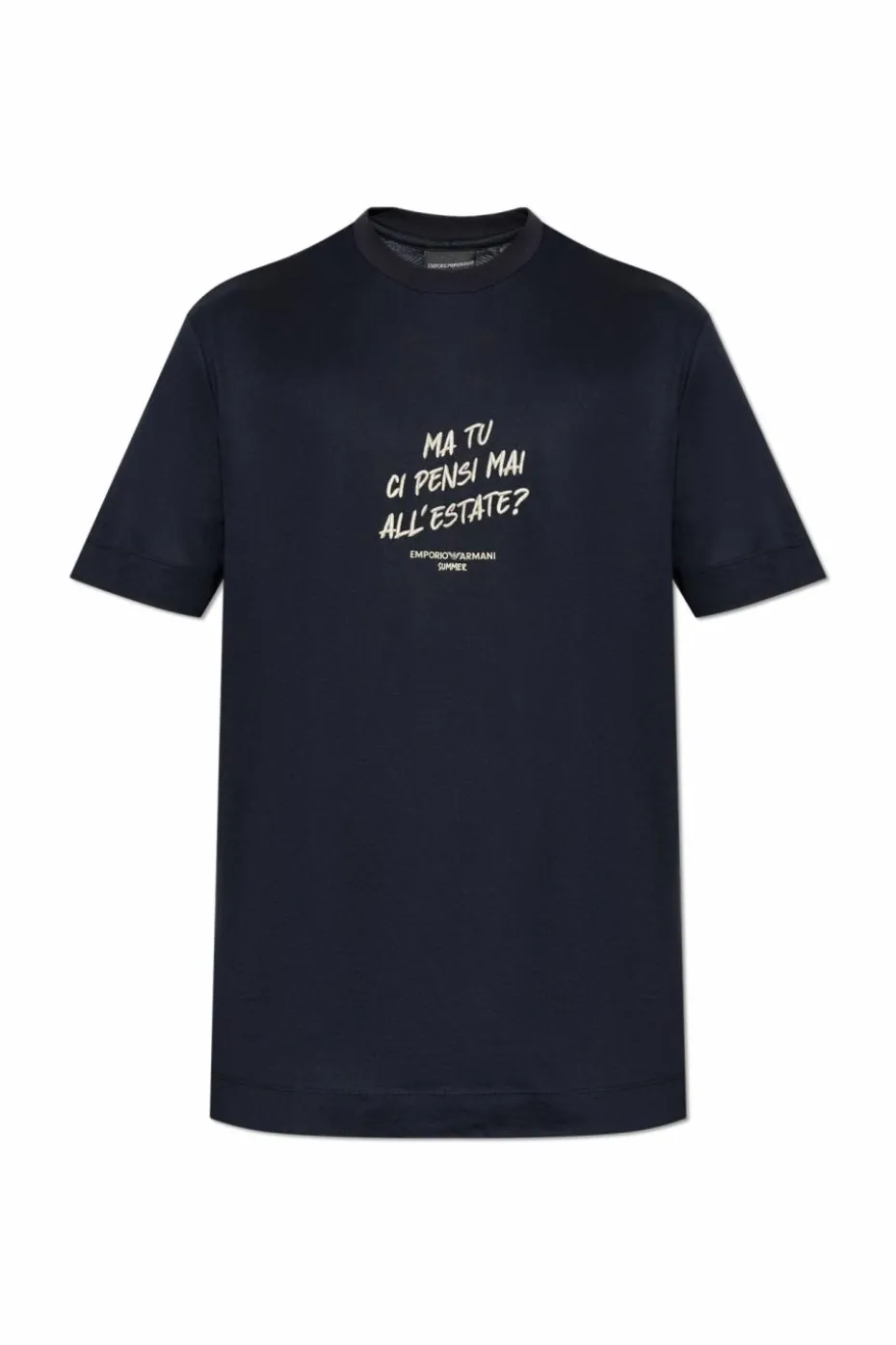 Emporio Armani GRANATOWY T-shirt z logo