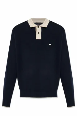 Emporio Armani GRANATOWY Sweter typu polo