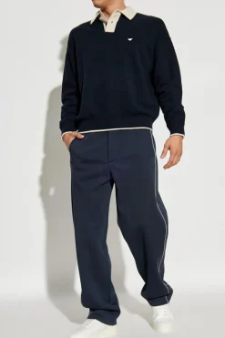 Emporio Armani GRANATOWY Sweter typu polo
