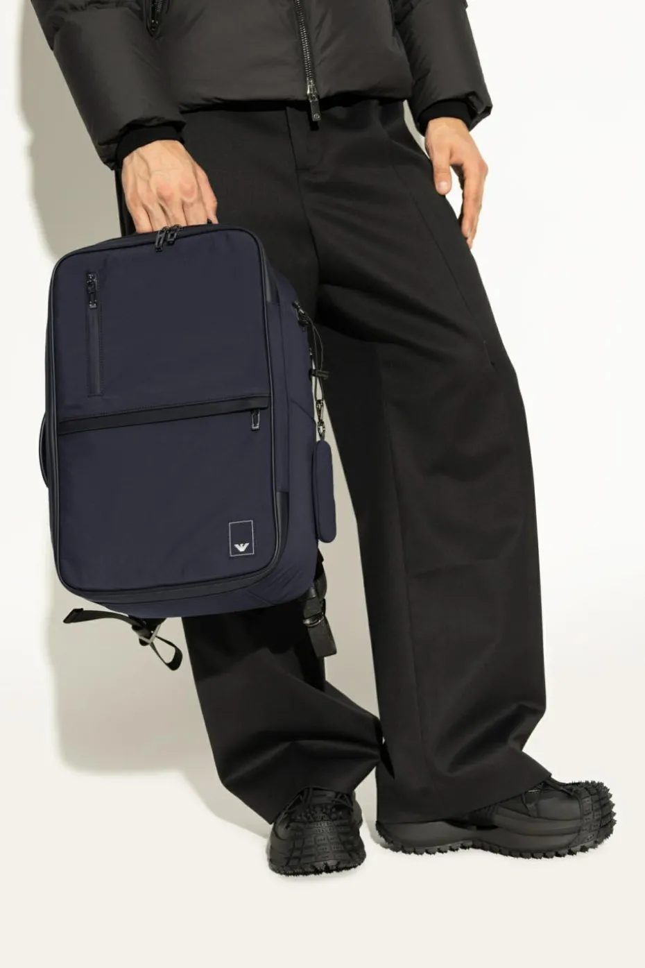 Emporio Armani GRANATOWY Plecak z logo