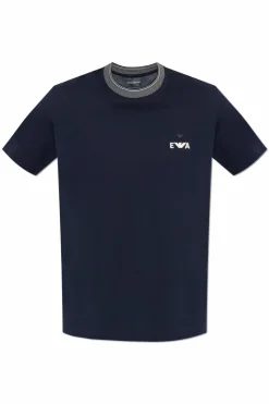 Emporio Armani GRANATOWY T-shirt z kolekcji `Sustainability`