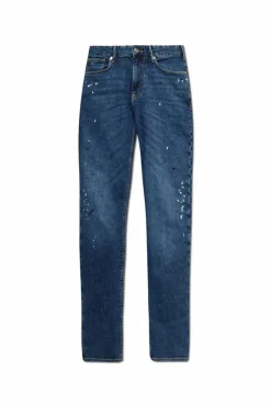 Emporio Armani GRANATOWY Jeansy z dekoracyjnymi plamami po farbie