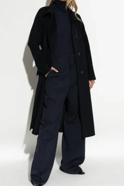 Emporio Armani GRANATOWY Płaszcz ze stójką