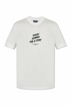 Emporio Armani kremowy T-shirt z logo