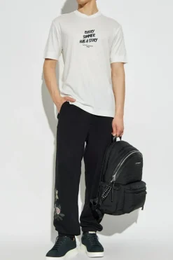 Emporio Armani kremowy T-shirt z logo