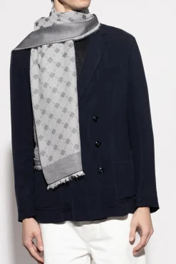 Emporio Armani SZARY Szal z monogramem