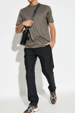 Emporio Armani SZARY T-shirt z gumowym logo