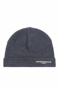 Emporio Armani SZARY Wełniana czapka