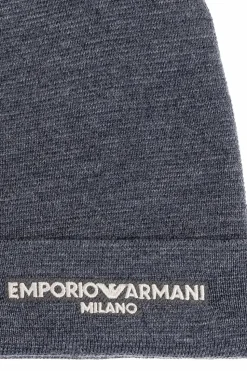 Emporio Armani SZARY Wełniana czapka