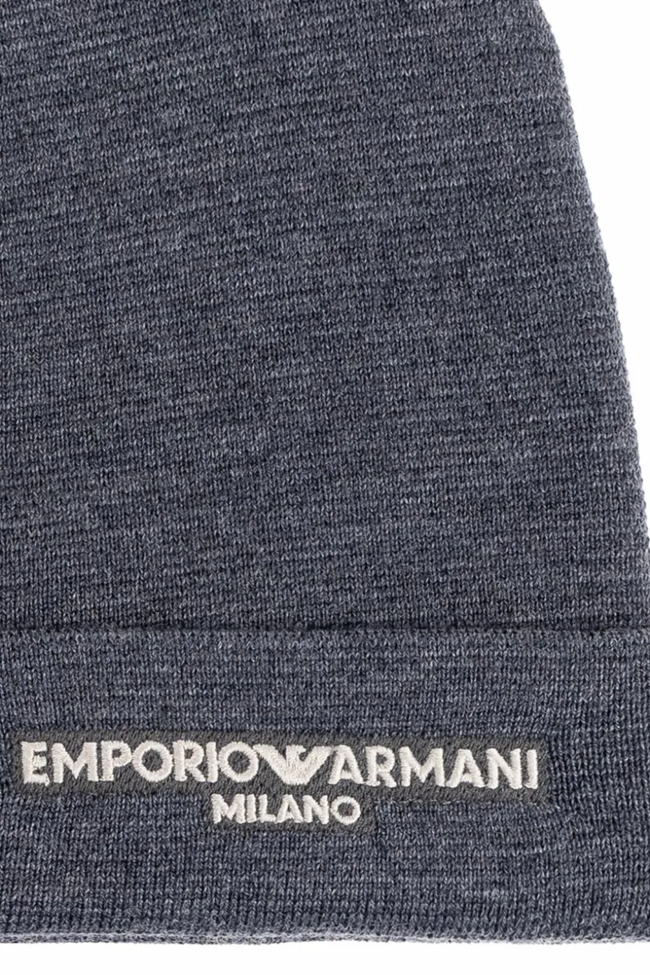 Emporio Armani SZARY Wełniana czapka