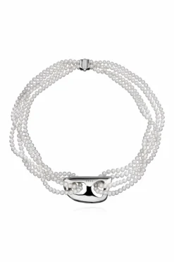 EÉRA SREBRNY Choker z perłami