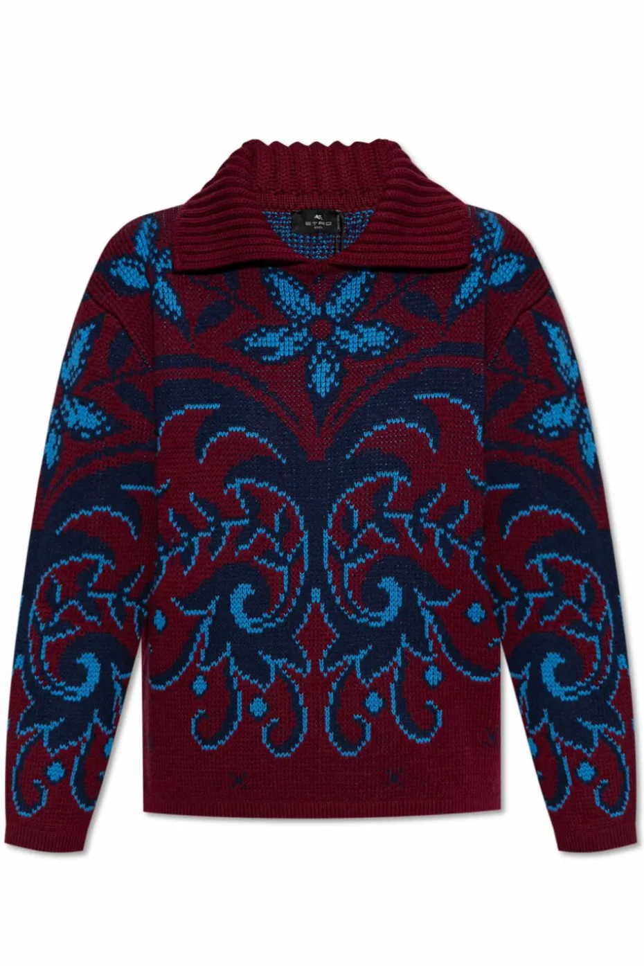 Etro BORDO Wzorzysty sweter z kołnierzem