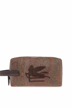 Etro BRĄZOWY Kosmetyczka z wyszytym logo